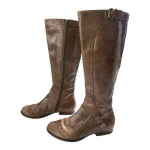 Vero Cuoio Womens Brown Leather Upper Knee High Casual Zip Up Boots size 8